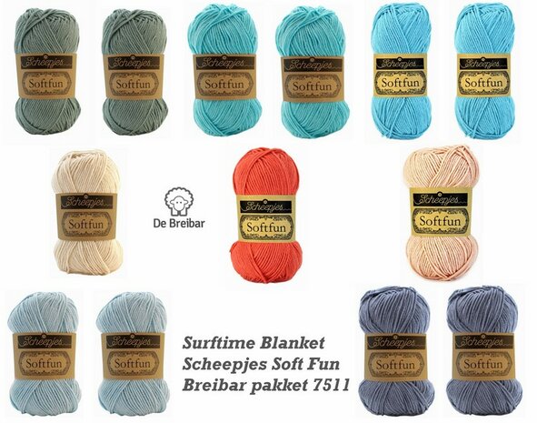 Surftime Blanket van Scheepjes Softfun Breibar pakket 7511