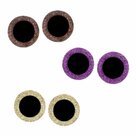 Opry-Glitter-ronde-dierenogen-tweekleurig-8-18mm-assortiment-in-de-kleuren paars goud-en-goudbruin