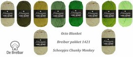 Octo Blanket van Scheepjes Chunky Monkey Breibar 1421 garen pakket + gratis patroon en haaknaald nr 6 Octo Blanket van Scheepjes Chunky Monkey Breibar 1421 garen pakket + gratis patroon en haaknaald nr 6
