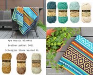 Nya Mosaic Blanket Scheepjes Stone Washed XL Breibar haakpakket 3021 incl kleurverdeelschema Nya Mosaic Blanket Scheepjes Stone Washed XL Breibar haakpakket 3021 incl kleurverdeelschema